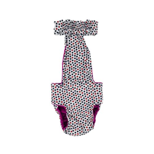 red white and blue polka dot diaper overall - new - back red white and blue polka dot diaper overall - new - back