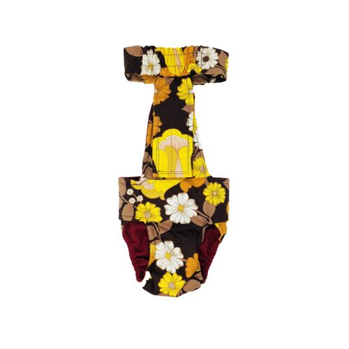 brown and yellow flowers diaper overall - new - back brown and yellow flowers diaper overall - new - back