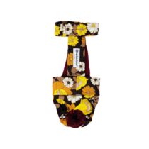Brown and Yellow Flowers Escape-Proof Washable Dog Diaper Overall
