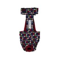 Colorful Houndstooth on Black Escape-Proof Washable Dog Diaper Overall
