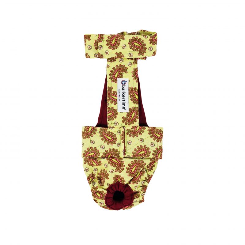 Paisley Flowers on Green   Dog Diaper Overall