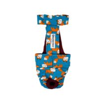 Orange Fox on Teal Escape-Proof Washable Dog Diaper Overall