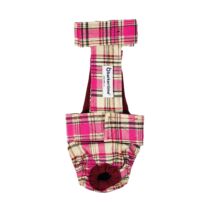 Pink Plaid Escape-Proof Washable Dog Diaper Overall