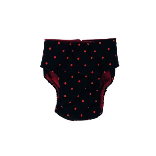 red polka dot on black diaper - back red polka dot on black diaper - back
