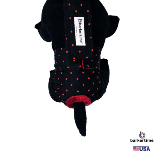 red polka dot on black diaper overall - model 2 red polka dot on black diaper overall - model 2