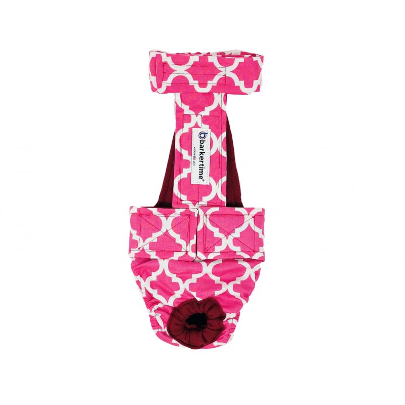 Pink Quatrefoil   Dog Diaper Overall