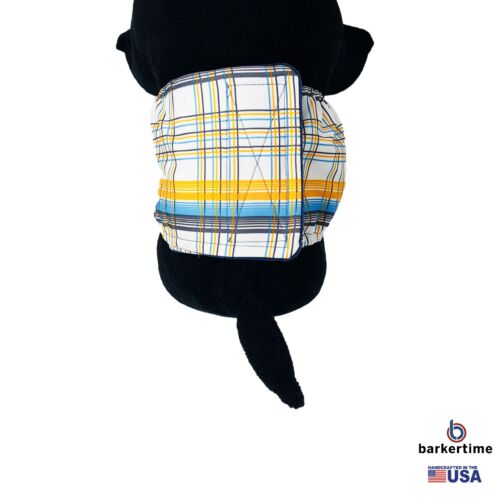 blue and yellow plaid belly band - model 2 blue and yellow plaid belly band - model 2