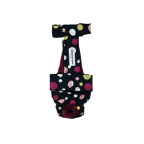 Colorful Polka Dot on Black Escape-Proof Washable Dog Diaper Overall