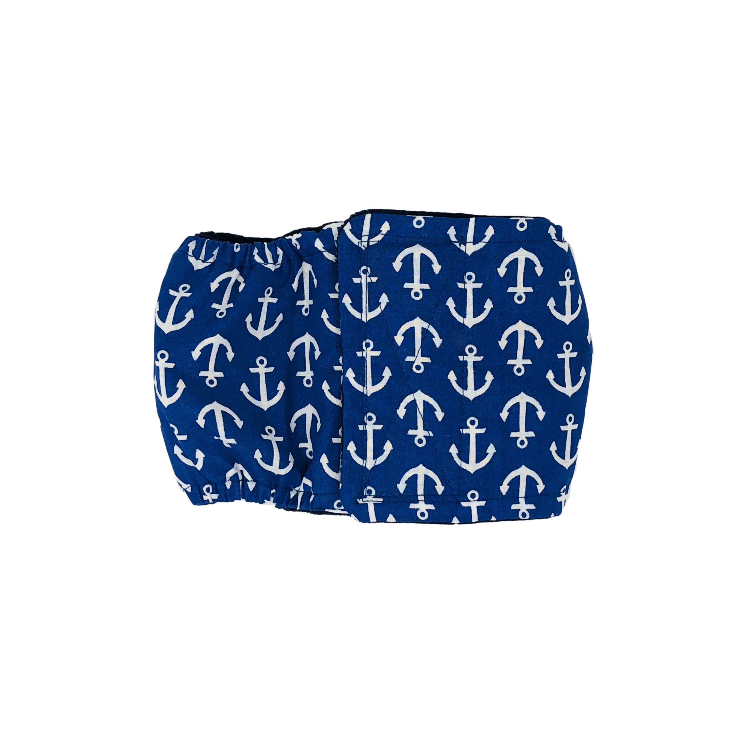 White Anchors on Blue  Dog Belly Band
