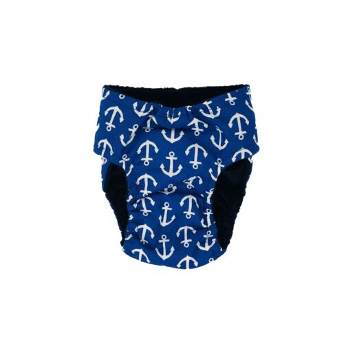 white anchors on blue diaper - back white anchors on blue diaper - back
