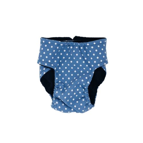 white polka dot on baby blue diaper - back white polka dot on baby blue diaper - back