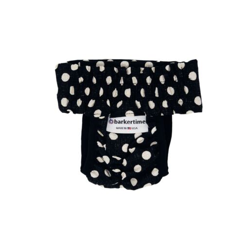 white polka dot on vintage black diaper pull-up - back white polka dot on vintage black diaper pull-up - back