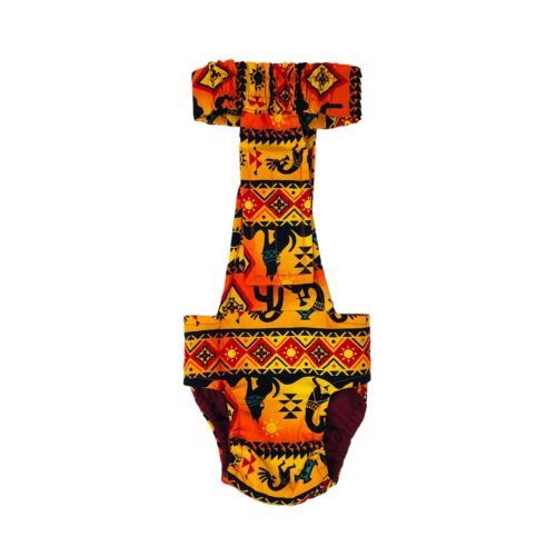 american southwest on yellow diaper overall - back american southwest on yellow diaper overall - back