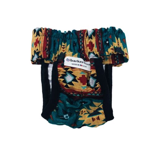 american southwest pattern on blue teal diaper pull-up. - back american southwest pattern on blue teal diaper pull-up. - back