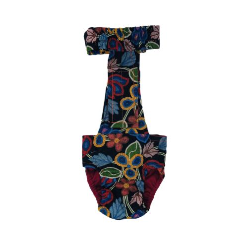 beautiful flowers on black diaper overall - back beautiful flowers on black diaper overall - back