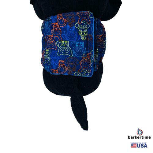 neon skeleton figures on blue belly band - model 2 neon skeleton figures on blue belly band - model 2