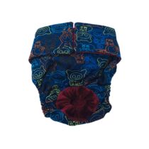 Neon Skeleton Figures on Blue Dog Diaper