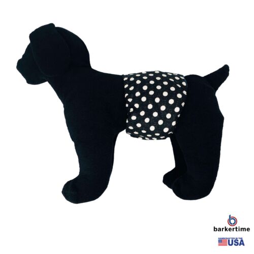 white polka dot on vintage black belly band - model 1 white polka dot on vintage black belly band - model 1