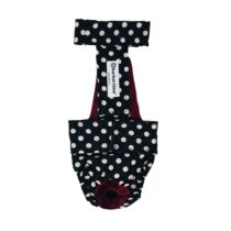 White Polka Dot on Vintage Black Escape-Proof Washable Dog Diaper Overall