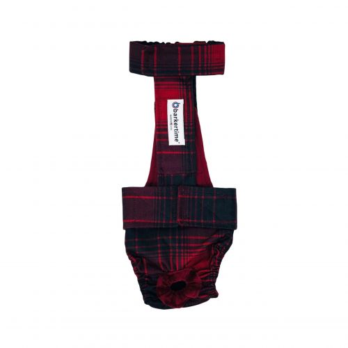 red plaid waterproof diaper overall