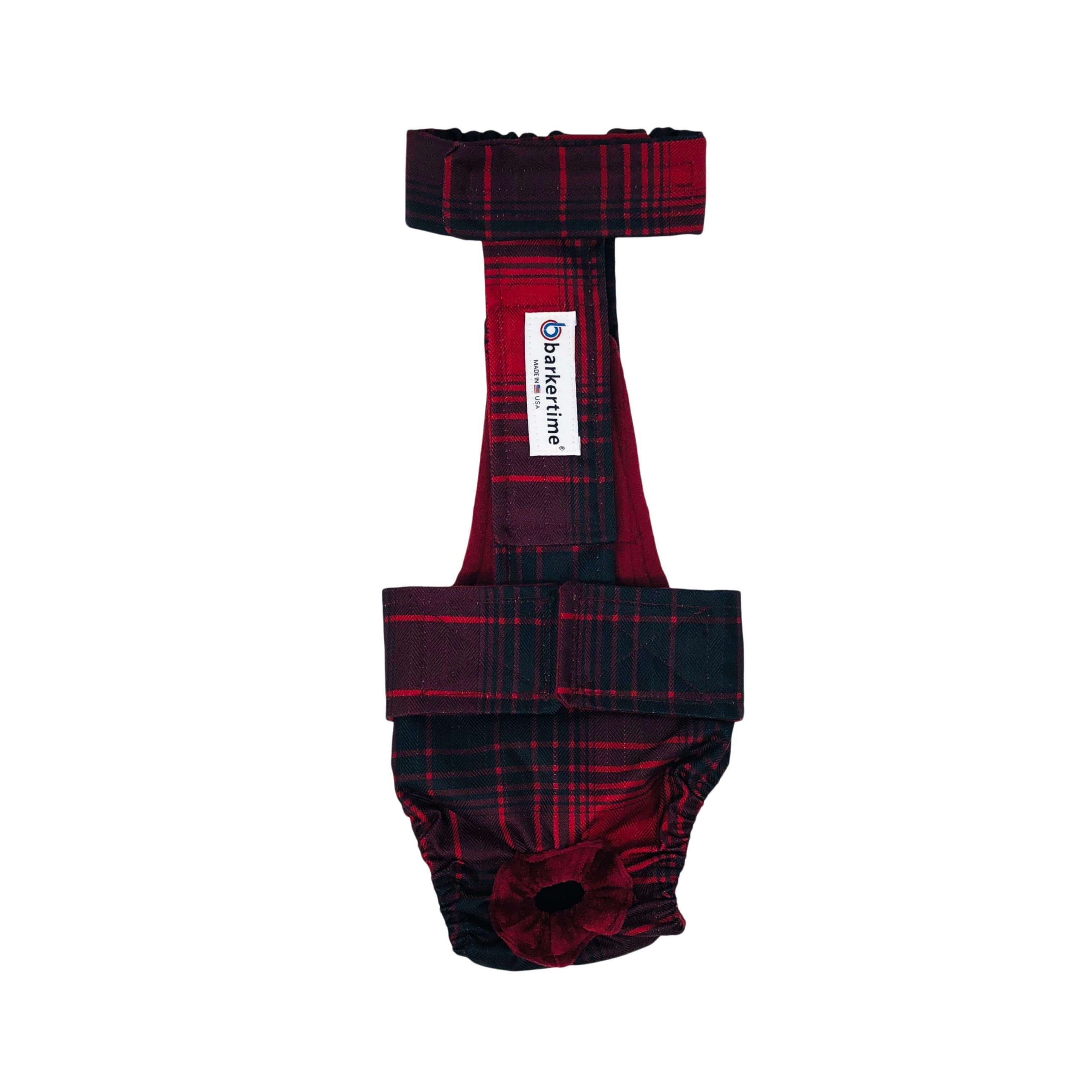 Red Plaid   Washable Dog Diaper Overall