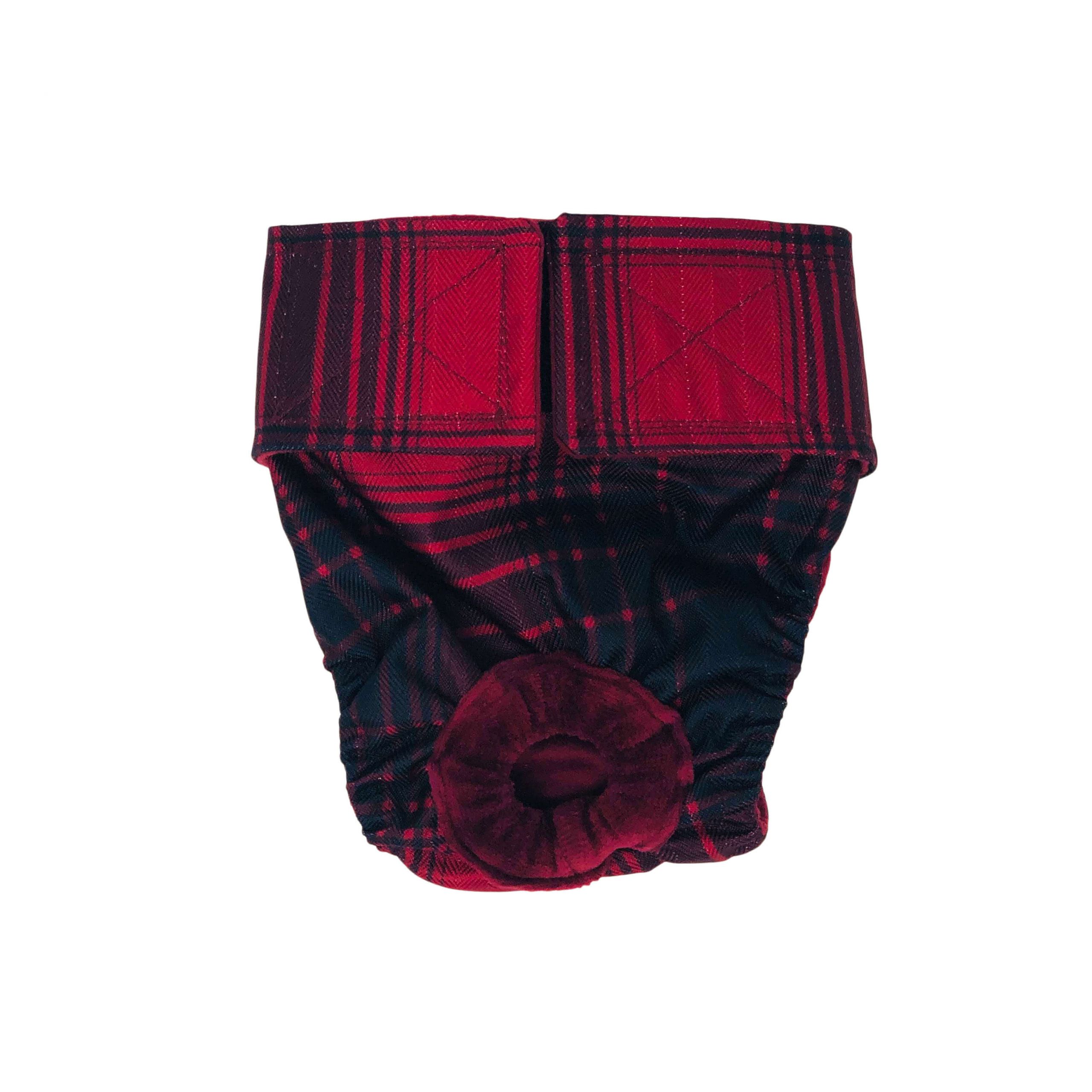 Red Plaid Waterproof Swim Diaper for Dogs