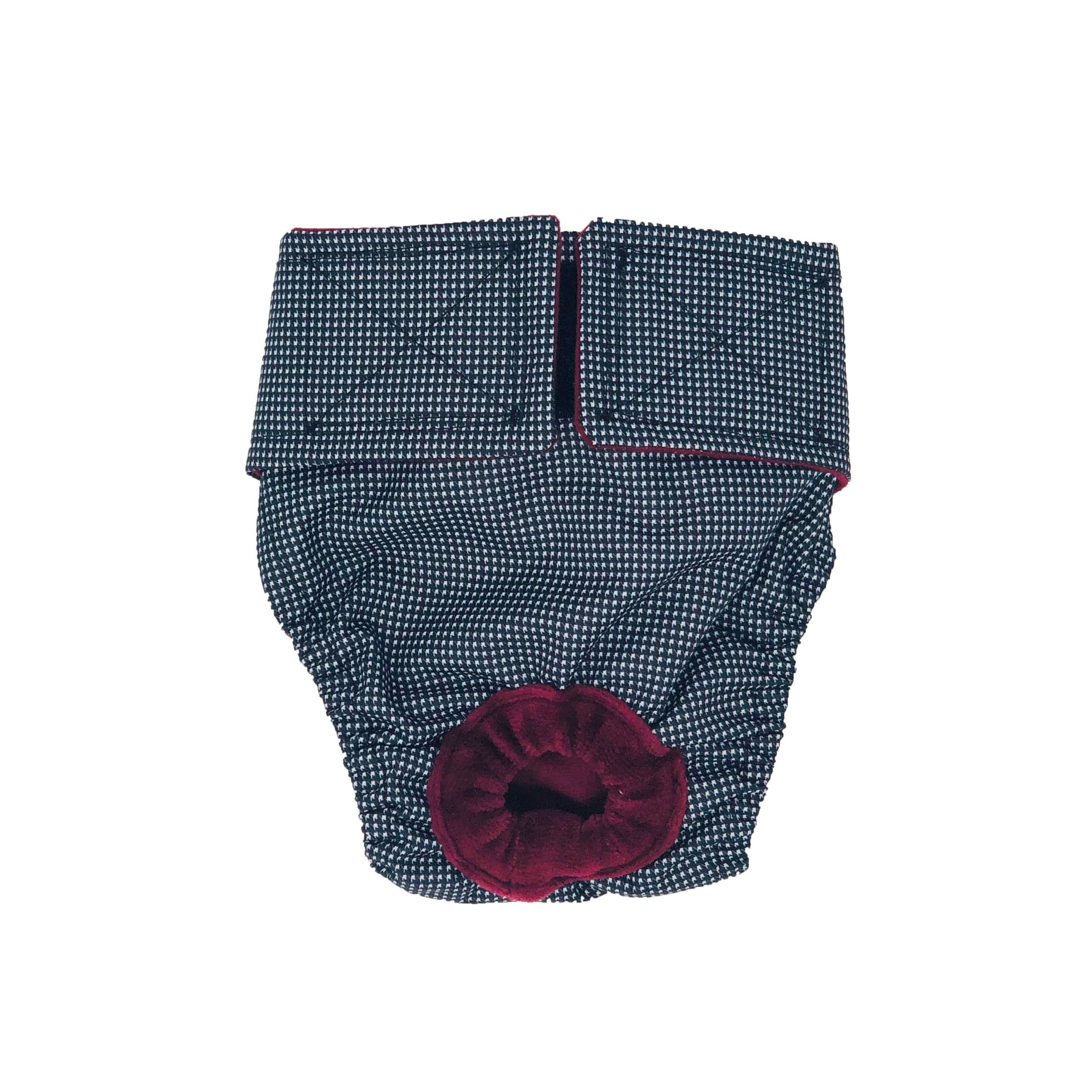 Black and White Gingham Waterproof Swim Diaper for Dogs