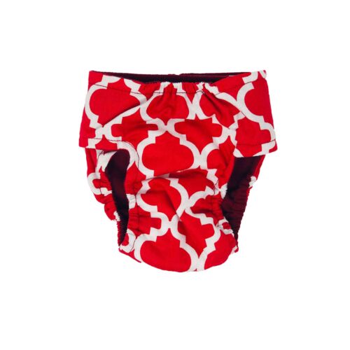 white quatrefoil on red diaper - back white quatrefoil on red diaper - back