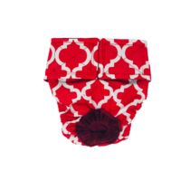 White Quatrefoil on Red Dog Diaper