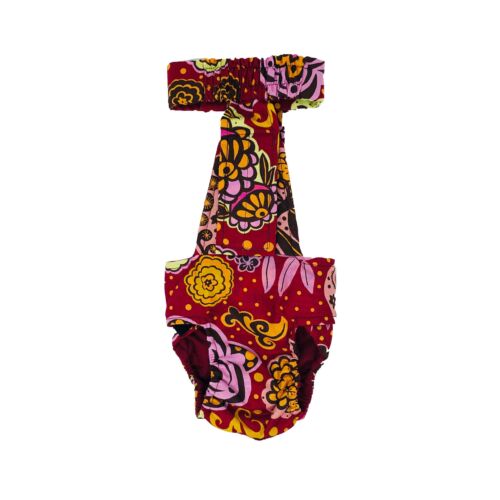 paradise flowers on red diaper overall - back paradise flowers on red diaper overall - back