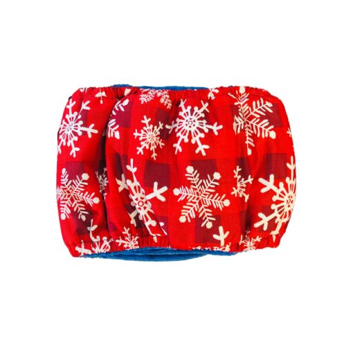 snowflakes on buffalo plaid belly band - back snowflakes on buffalo plaid belly band - back