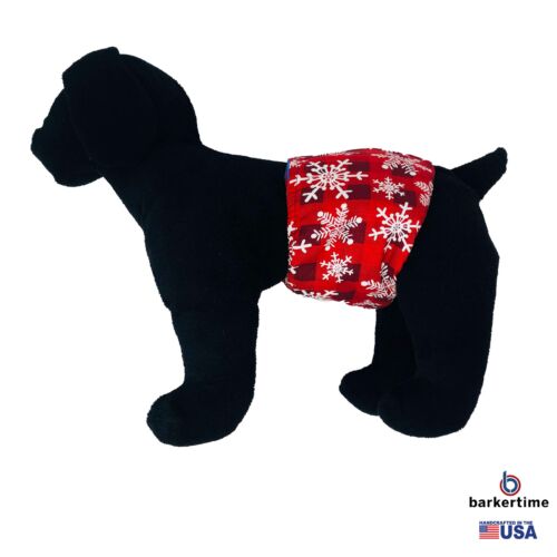 snowflakes on buffalo plaid belly band - model 1 snowflakes on buffalo plaid belly band - model 1