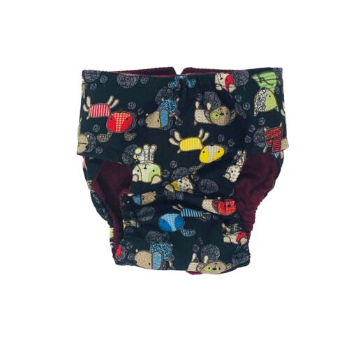 funky dog on black diaper - back funky dog on black diaper - back
