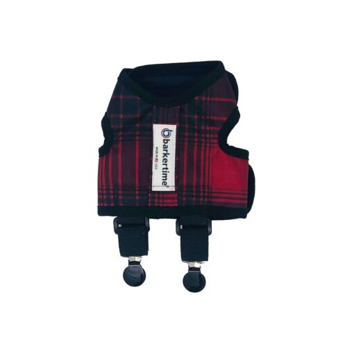 red plaid suspender harness