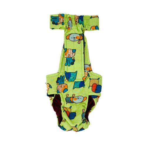 funky dog on green diaper overall - back funky dog on green diaper overall - back