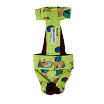 Funky Dog on Green Escape-Proof Washable Dog Diaper Overall