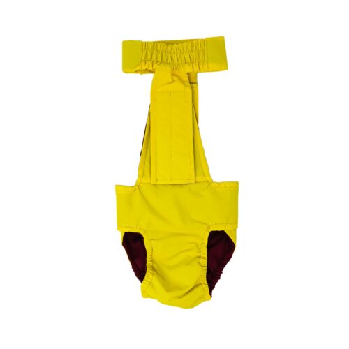 yellow waterproof diaper overall - back yellow waterproof diaper overall - back