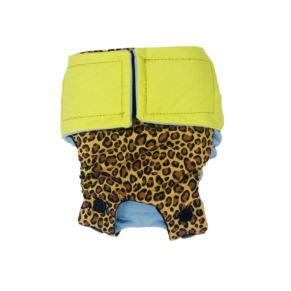 Leopard on Neon Yellow  Dog Diaper Snappy