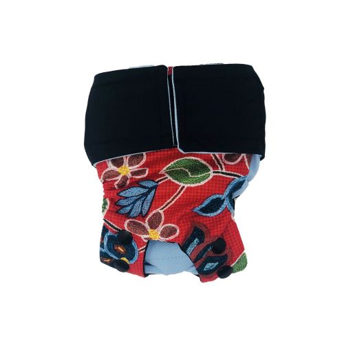 red four seasons flower on black diaper snappy