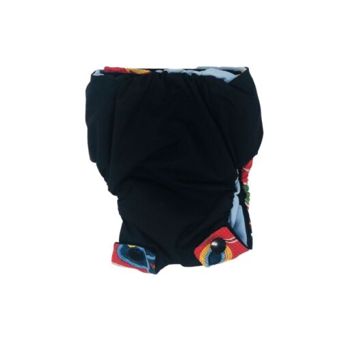 red four seasons flower on black diaper snappy - back