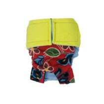 Red Four Seasons Flower on Yellow  Dog Diaper Snappy