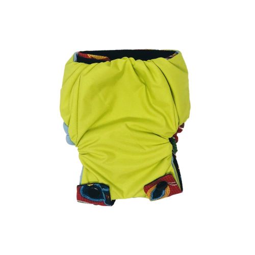 red four seasons flower on neon yellow diaper snappy - back