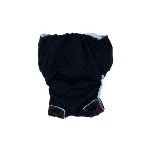 red plaid diaper on black snappy - back red plaid diaper on black snappy - back