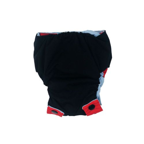 red stripes on black diaper snappy - back
