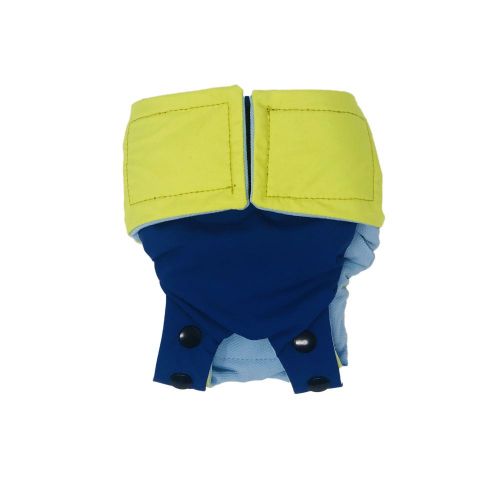 royal blue on neon yellow diaper snappy