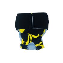 Yellow Hawaiian Hibiscus Flower on Black  Dog Diaper Snappy