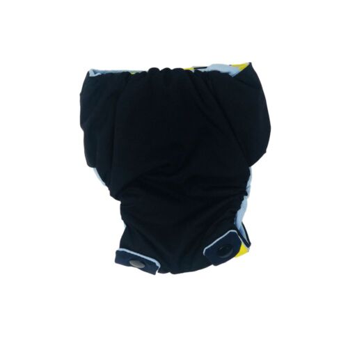 yellow hawaiian on black diaper snappy - back yellow hawaiian on black diaper snappy - back