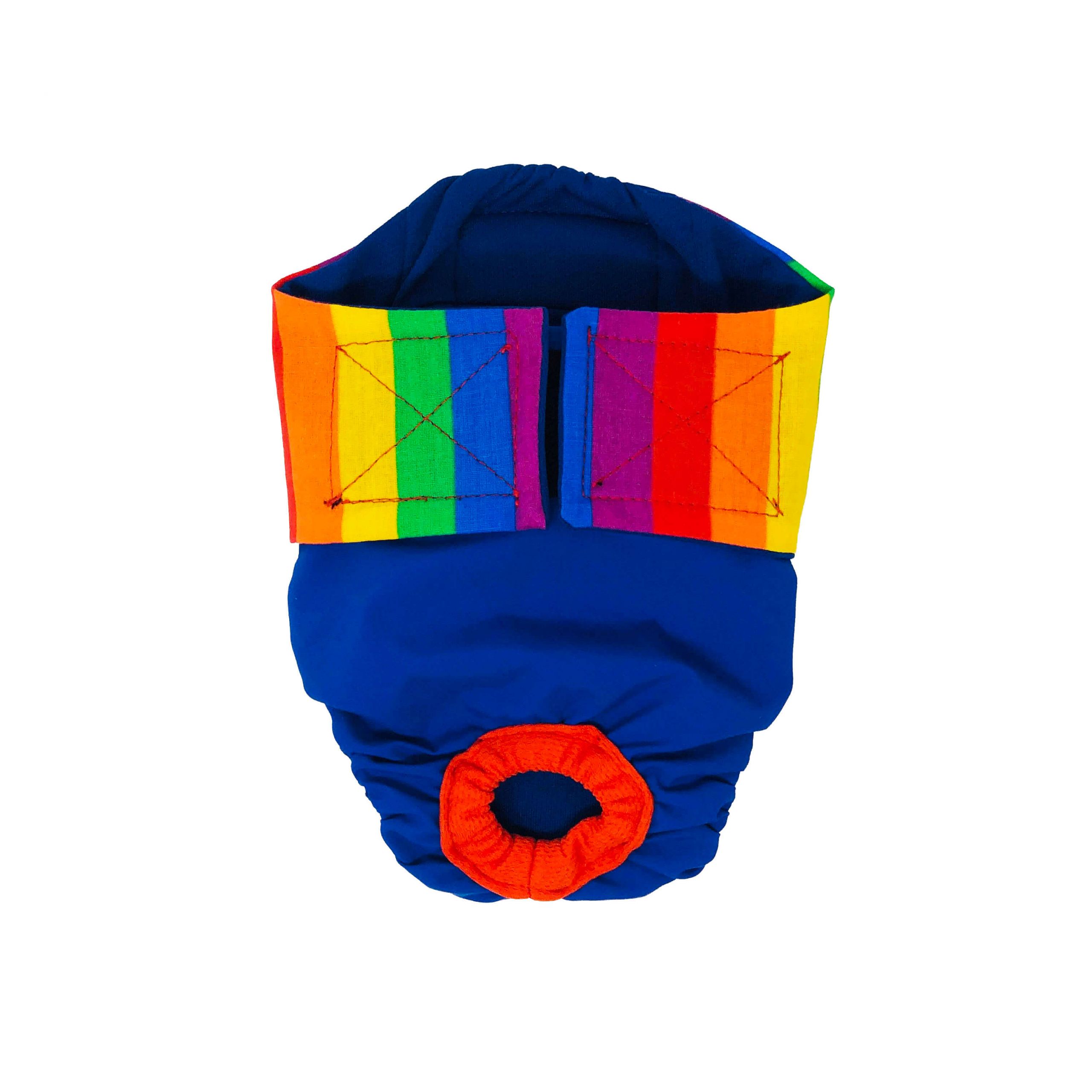 Rainbow Stripes on Royal Blue   Dog Diaper