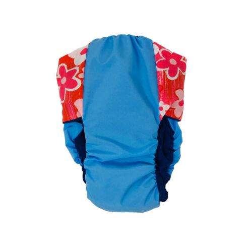 red flowers on sky blue diaper - back red flowers on sky blue diaper - back