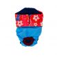 red flowers on sky blue diaper